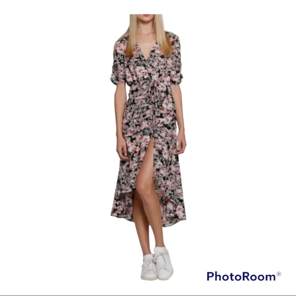 WALTER BAKER Designer Floral Slit Midi Wendel Tropical Night Dress - Size 6 - Picture 2 of 2